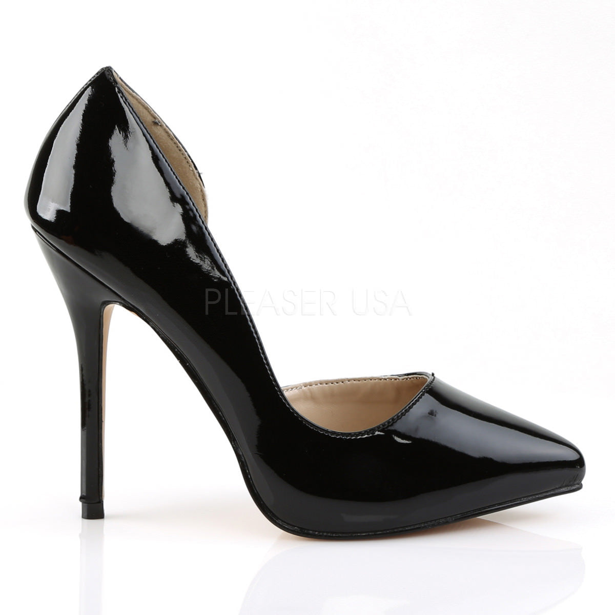 PLEASER AMUSE-22 Black Pat D'Orsay Pumps