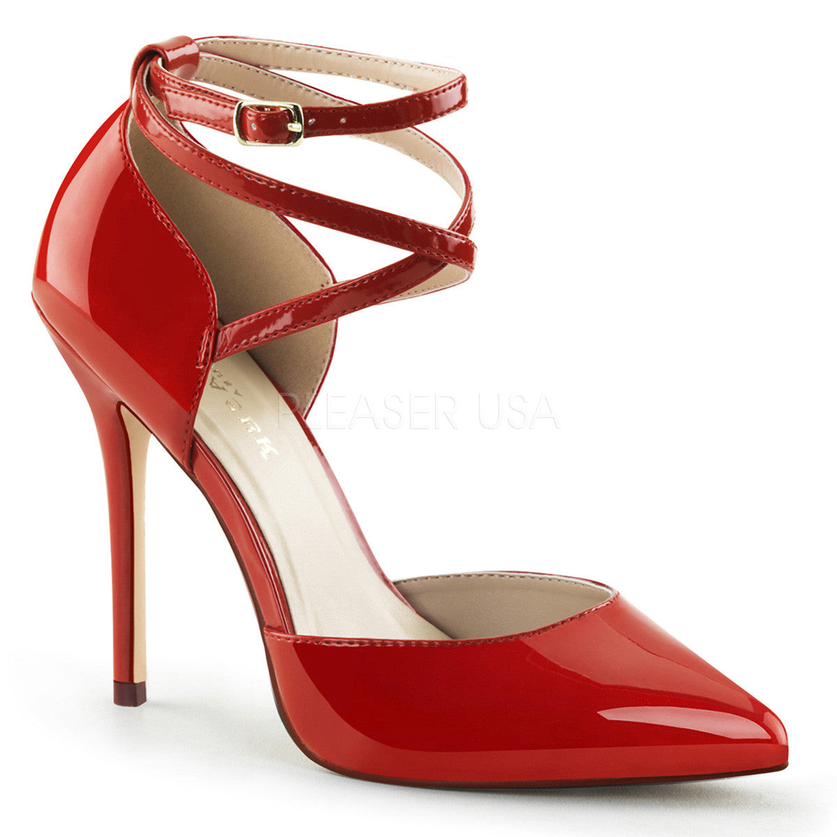 PLEASER AMUSE-25 Red Pat D'Orsay Pumps - Shoecup.com - 1