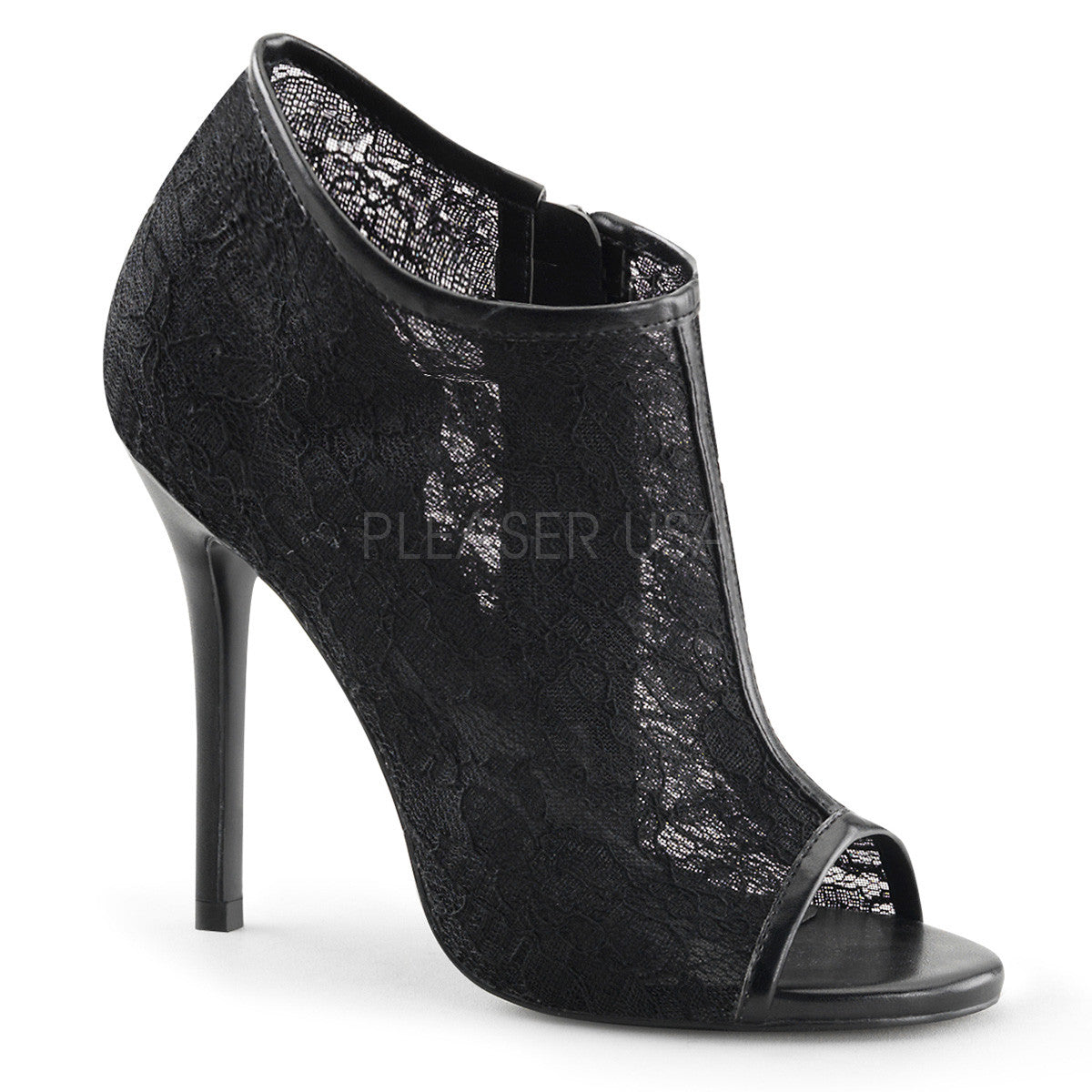 FABULICIOUS AMUSE-56 Black Lace-Mesh Ankle Boots - Shoecup.com - 1