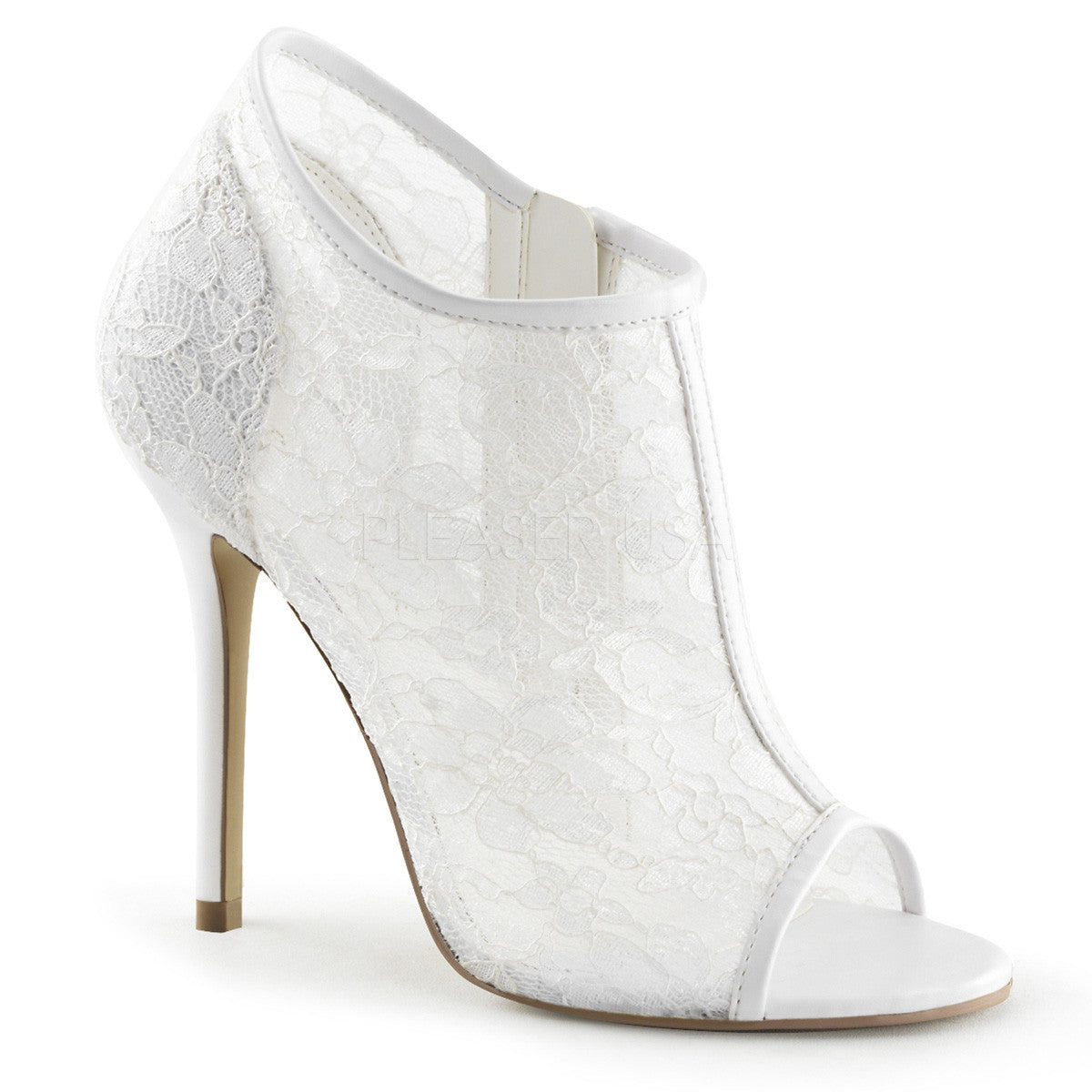 FABULICIOUS AMUSE-56 Ivory Lace-Mesh Ankle Boots - Shoecup.com - 1