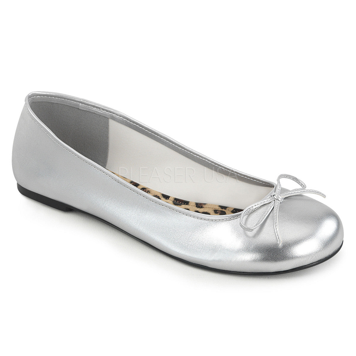 Pleaser Pink Label ANNA-01 Silver Ballet Flat - Shoecup.com