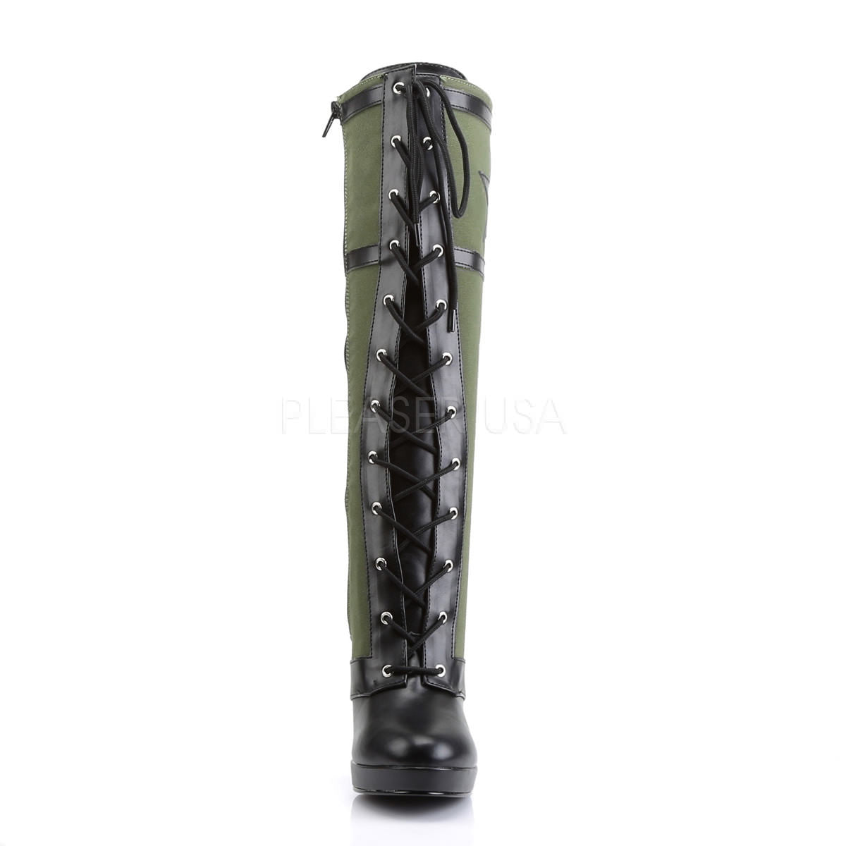 Funtasma ARENA-2022 Women's Army Green Canvas Knee High Military Boots