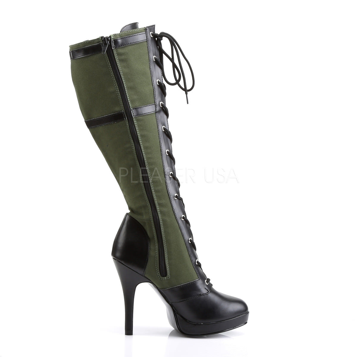 Funtasma ARENA-2022 Women's Army Green Canvas Knee High Military Boots