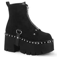 3" Chunky Heel ASHES-100 Black Suede