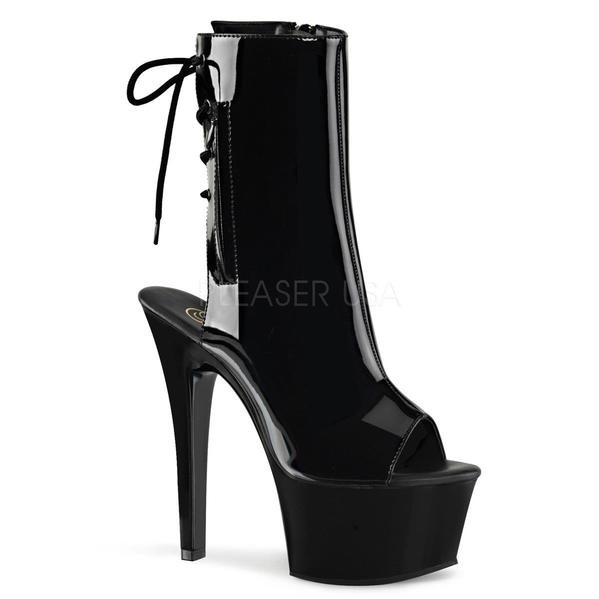 Pleaser ASPIRE-1018 Black Ankle Boots With Black Platform - Shoecup.com - 1