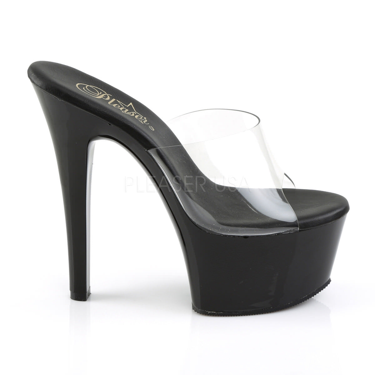 Pleaser ASPIRE-601 Clear Slide With Black Matte Platform - Shoecup.com - 8