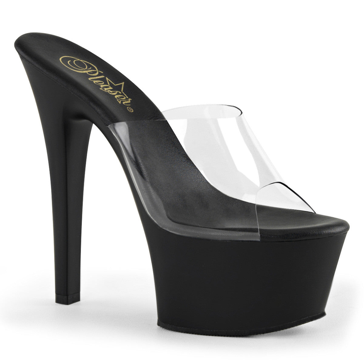 Pleaser ASPIRE-601 Clear Slide With Black Matte Platform - Shoecup.com - 1