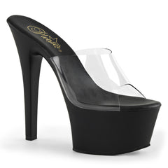 Pleaser ASPIRE-601 Clear Slide With Black Matte Platform - Shoecup.com - 1