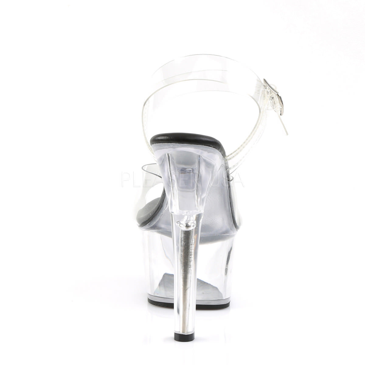 Pleaser ASPIRE-608 Clear-Black Ankle Strap Sandals With Clear Platform - Shoecup.com - 7