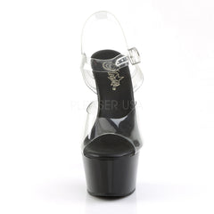 Pleaser ASPIRE-608 Clear Ankle Strap Sandals With Black Platform - Shoecup.com - 2