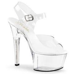 Pleaser ASPIRE-608 Clear Ankle Strap Sandals With Clear Platform - Shoecup.com - 1