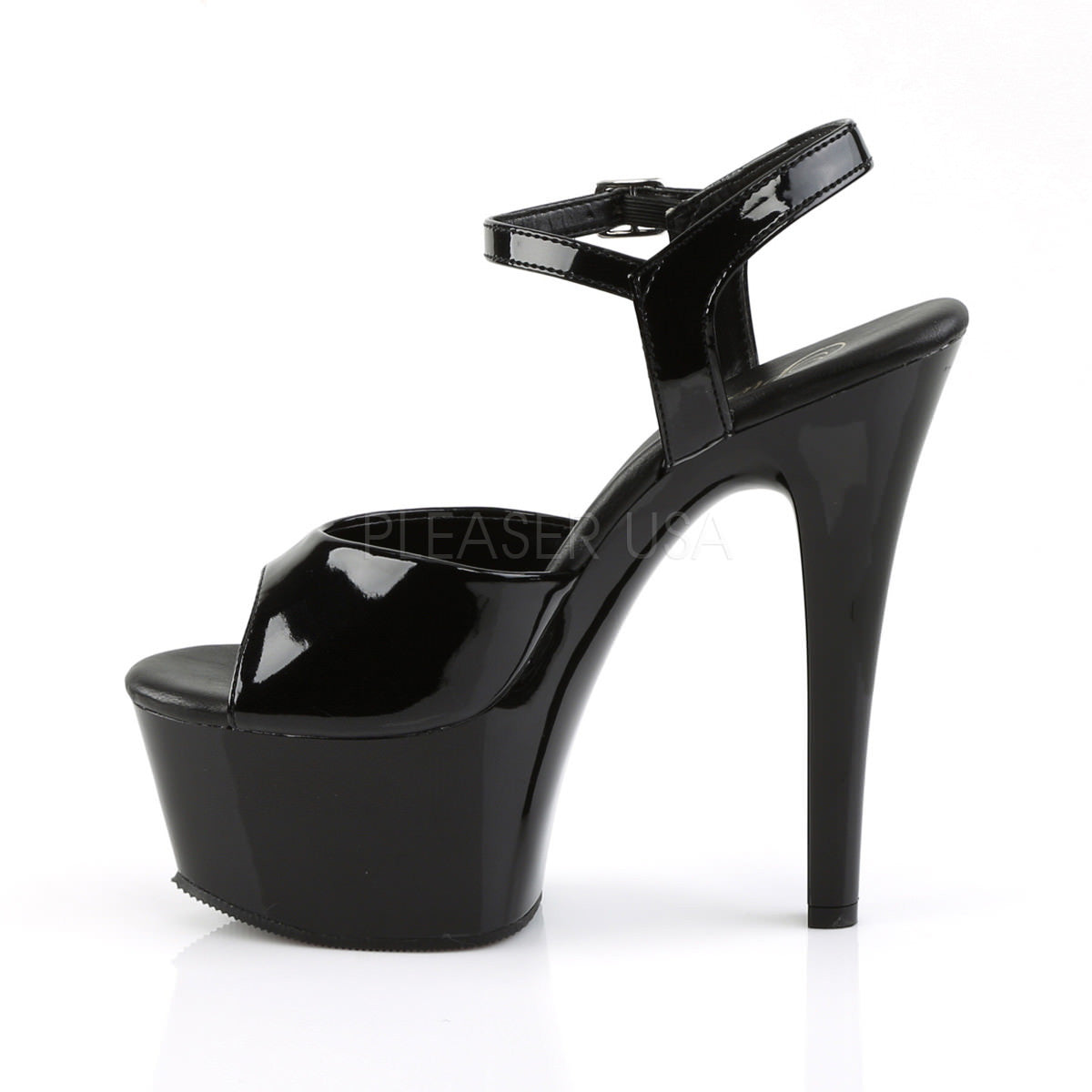 Pleaser ASPIRE-609 Black Ankle Strap Sandals With Black Platform - Shoecup.com - 3