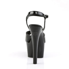Pleaser ASPIRE-609 Black Ankle Strap Sandals With Black Platform - Shoecup.com - 7