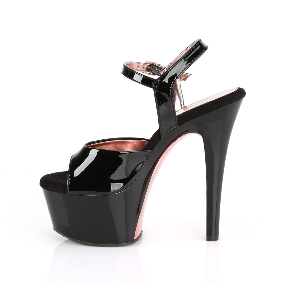 6 Inch Heel ASPIRE-609TT Black Pat Rose Gold