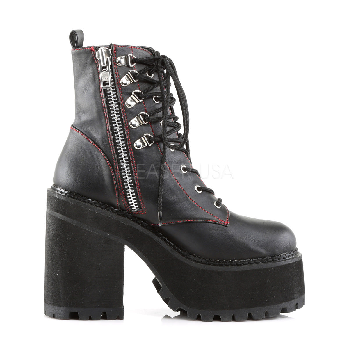 Demonia,Demonia ASSAULT-100 Black Leather Boots - Shoecup.com