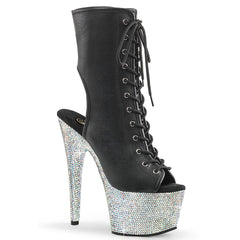 7 Inch Heel BEJEWELED-1016-7 Black PU