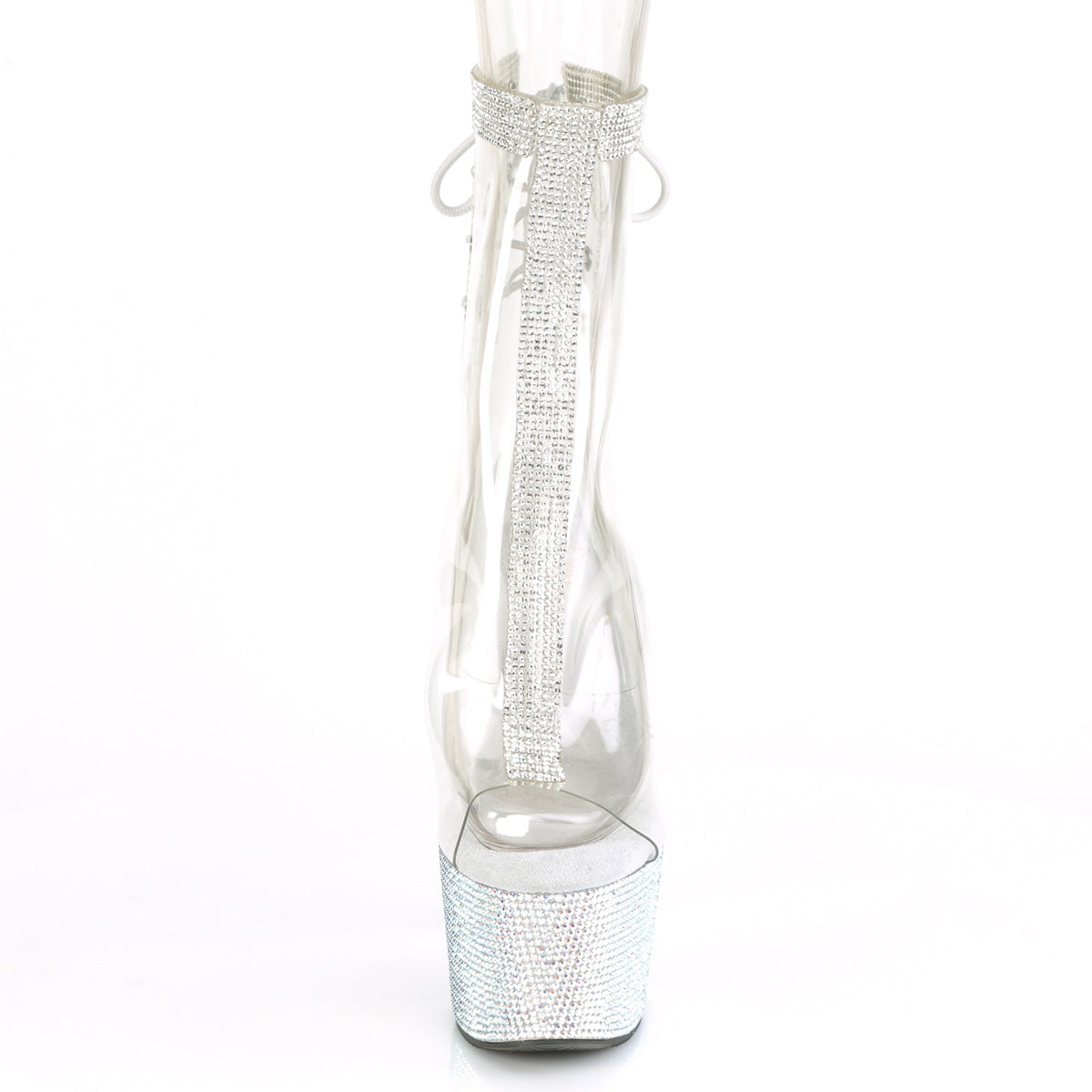 7 Inch Heel BEJEWELED-1018C-2RS Clear-Silver Rhinestone