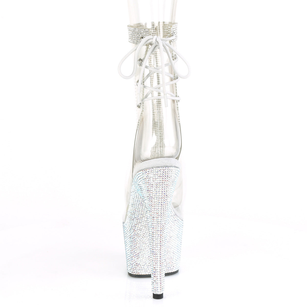 7 Inch Heel BEJEWELED-1018C-2RS Clear-Silver Rhinestone