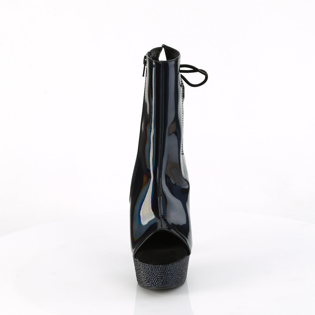 6 Inch Heel BEJEWELED-1018DM-6 Black Holo Patent
