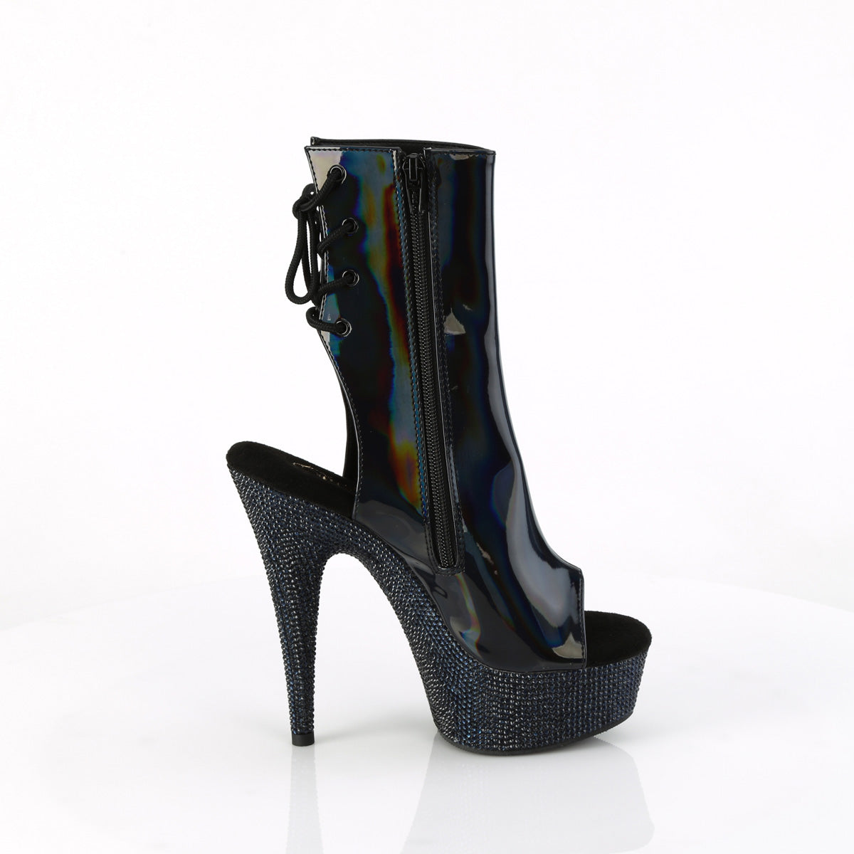 6 Inch Heel BEJEWELED-1018DM-6 Black Holo Patent