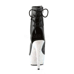 Pleaser BEJEWELED-1018DM-6 Black Faux Leather Ankle Boots With Silver Multi Rhinestone Platform - Shoecup.com - 4
