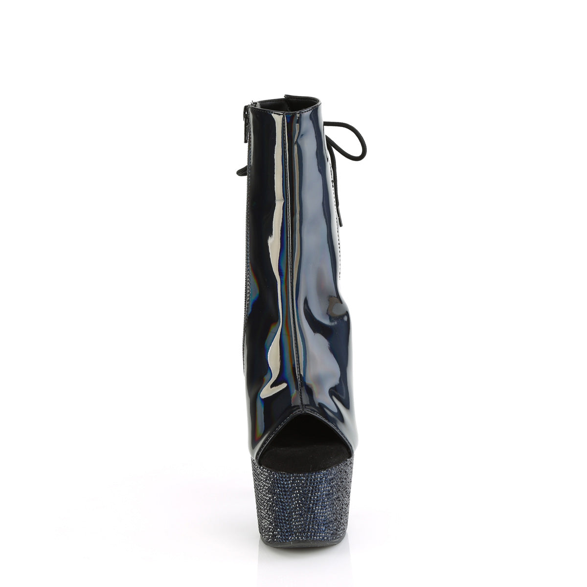 7 Inch Heel BEJEWELED-1018DM-7 Black Holo Patent