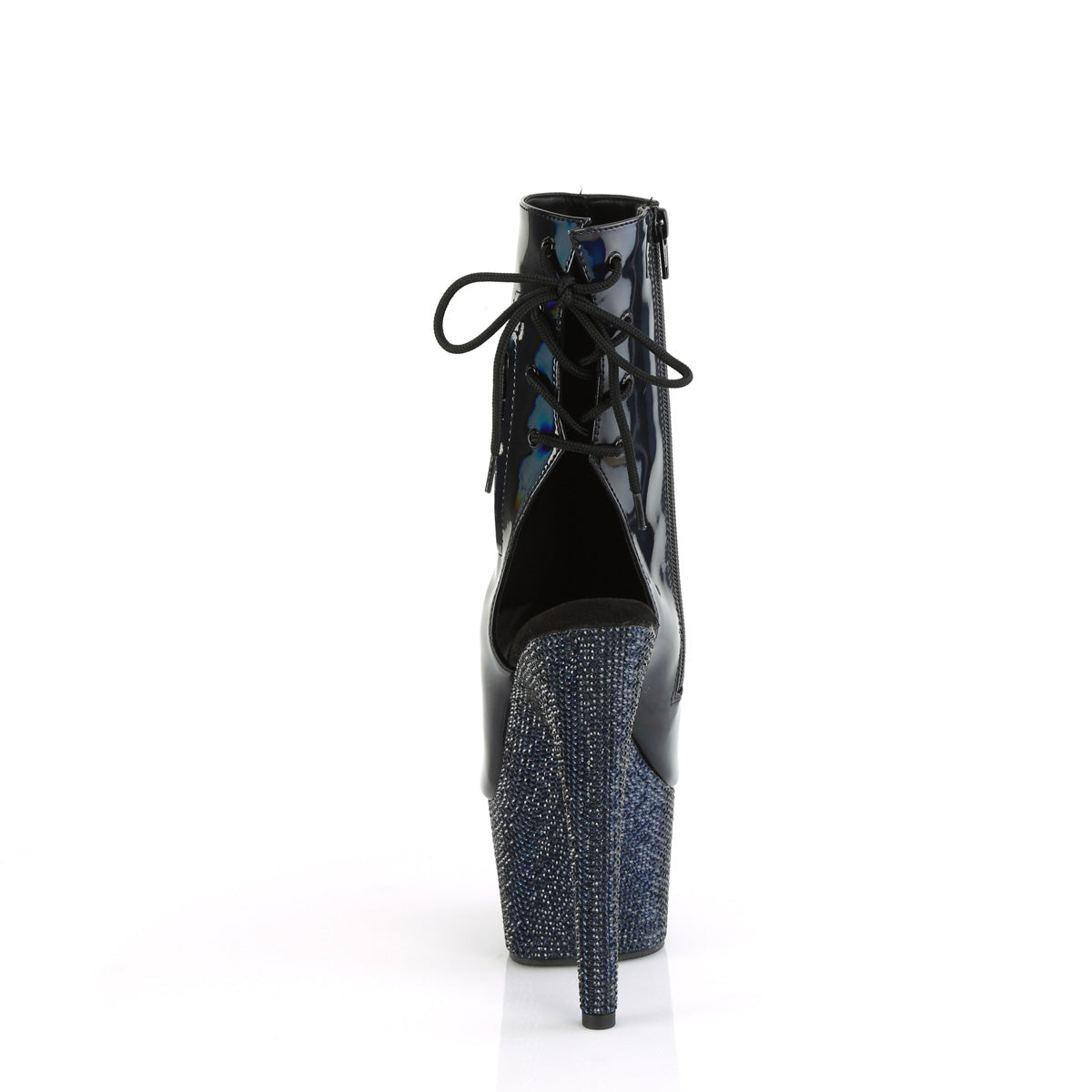 7 Inch Heel BEJEWELED-1018DM-7 Black Holo Patent