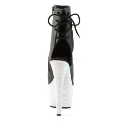 Pleaser BEJEWELED-1018DM-7 Black Faux Leather Ankle Boots With Silver Multi Rhinestone Platform - Shoecup.com - 4