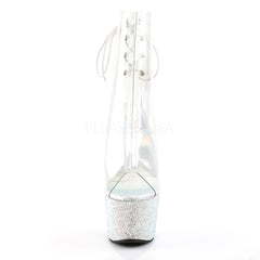 Pleaser BEJEWELED-1018DM-7 Clear Ankle Boots With Silver Multi Rhinestone Platform - Shoecup.com - 2
