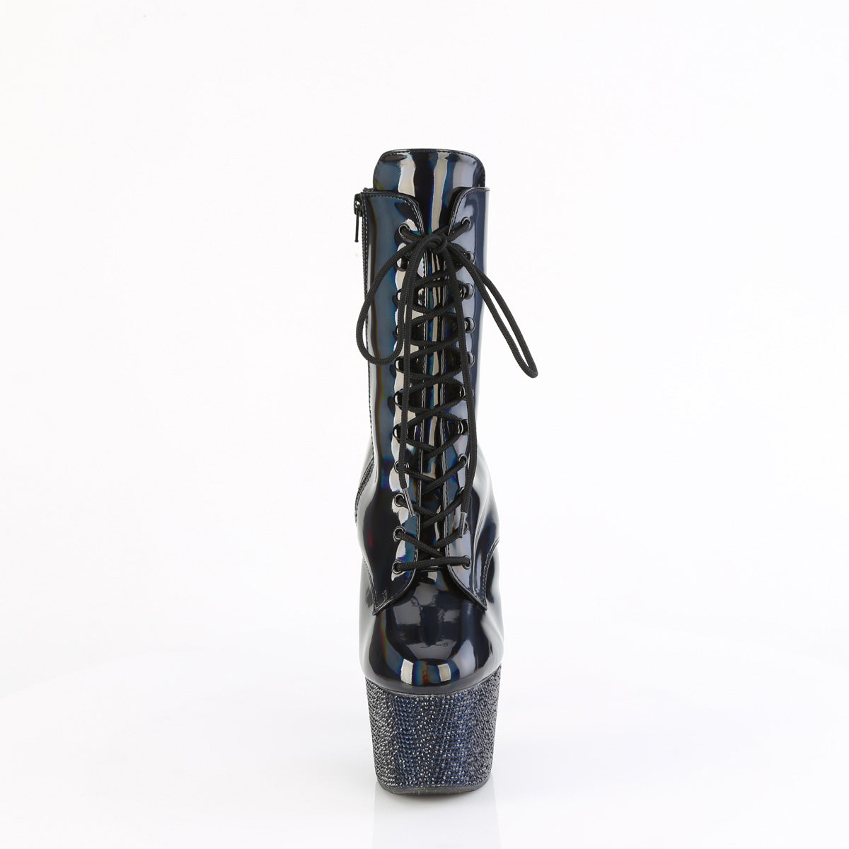 7 Inch Heel BEJEWELED-1020-7 Black Holo Patent