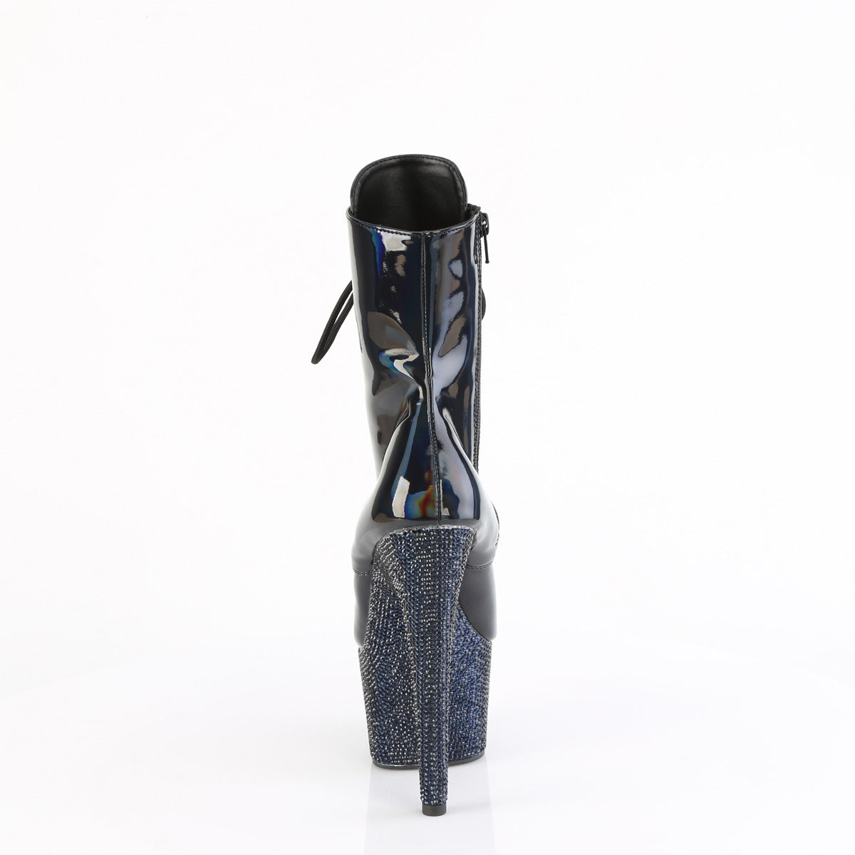 7 Inch Heel BEJEWELED-1020-7 Black Holo Patent