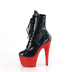 7 Inch Heel BEJEWELED-1020-7 Black Holo Patent Red Rhinestone