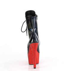 7 Inch Heel BEJEWELED-1020-7 Black Holo Patent Red Rhinestone