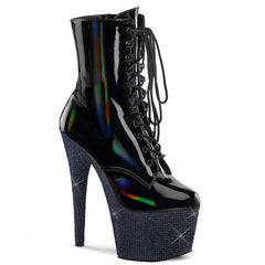 7 Inch Heel BEJEWELED-1020-7 Black Holo Patent
