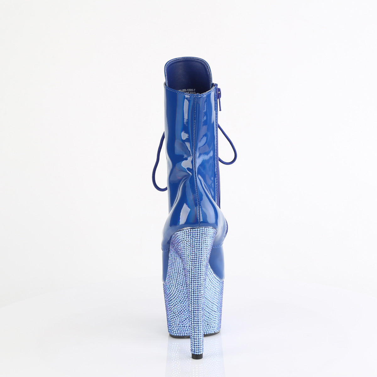 7 Inch Heel BEJEWELED-1020-7 Blue Holo Patent