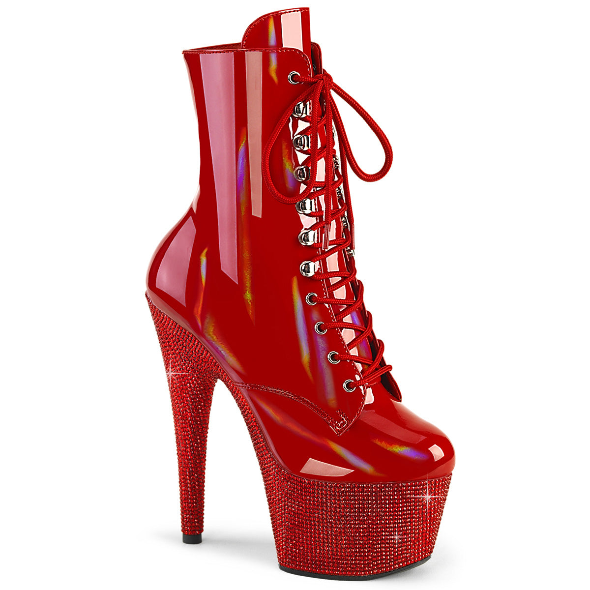 7 Inch Heel BEJEWELED-1020-7 Red Holo
