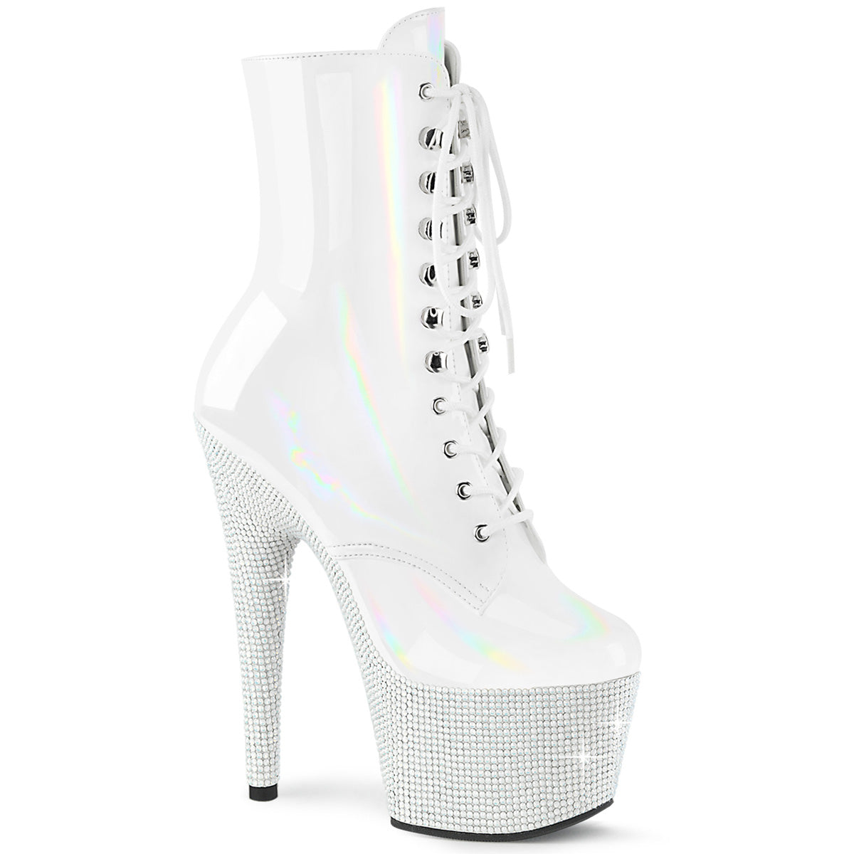 7 Inch Heel BEJEWELED-1020-7 White Holo