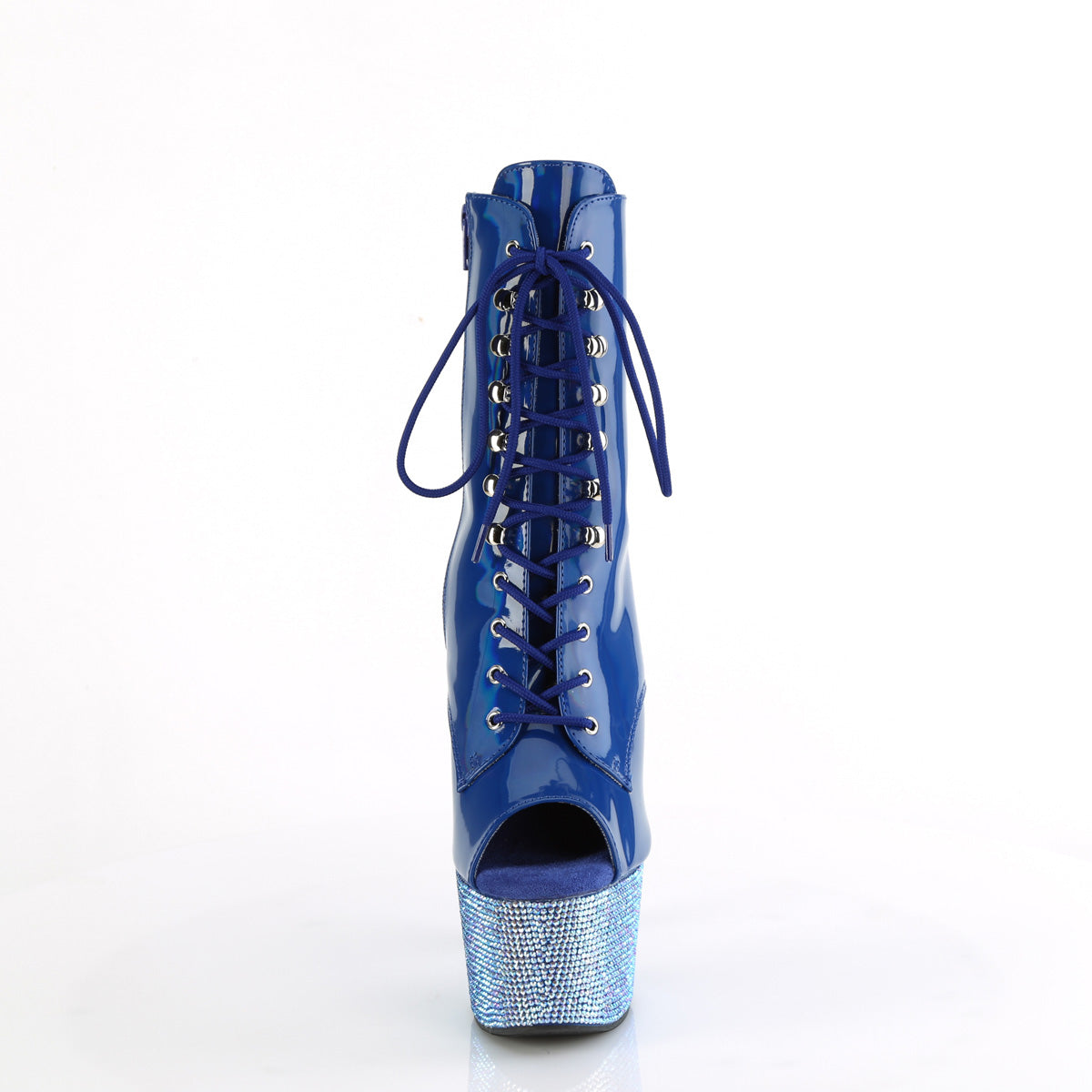 7 Inch Heel BEJEWELED-1021-7 Blue Holo Patent