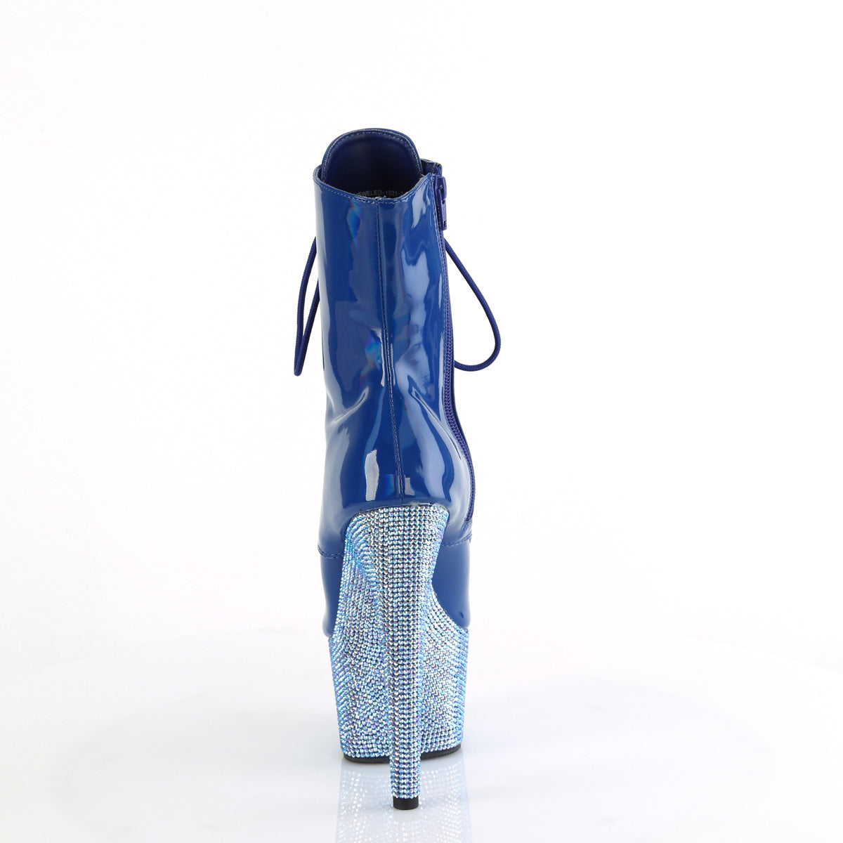 7 Inch Heel BEJEWELED-1021-7 Blue Holo Patent