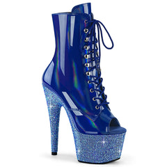 7 Inch Heel BEJEWELED-1021-7 Blue Holo Patent