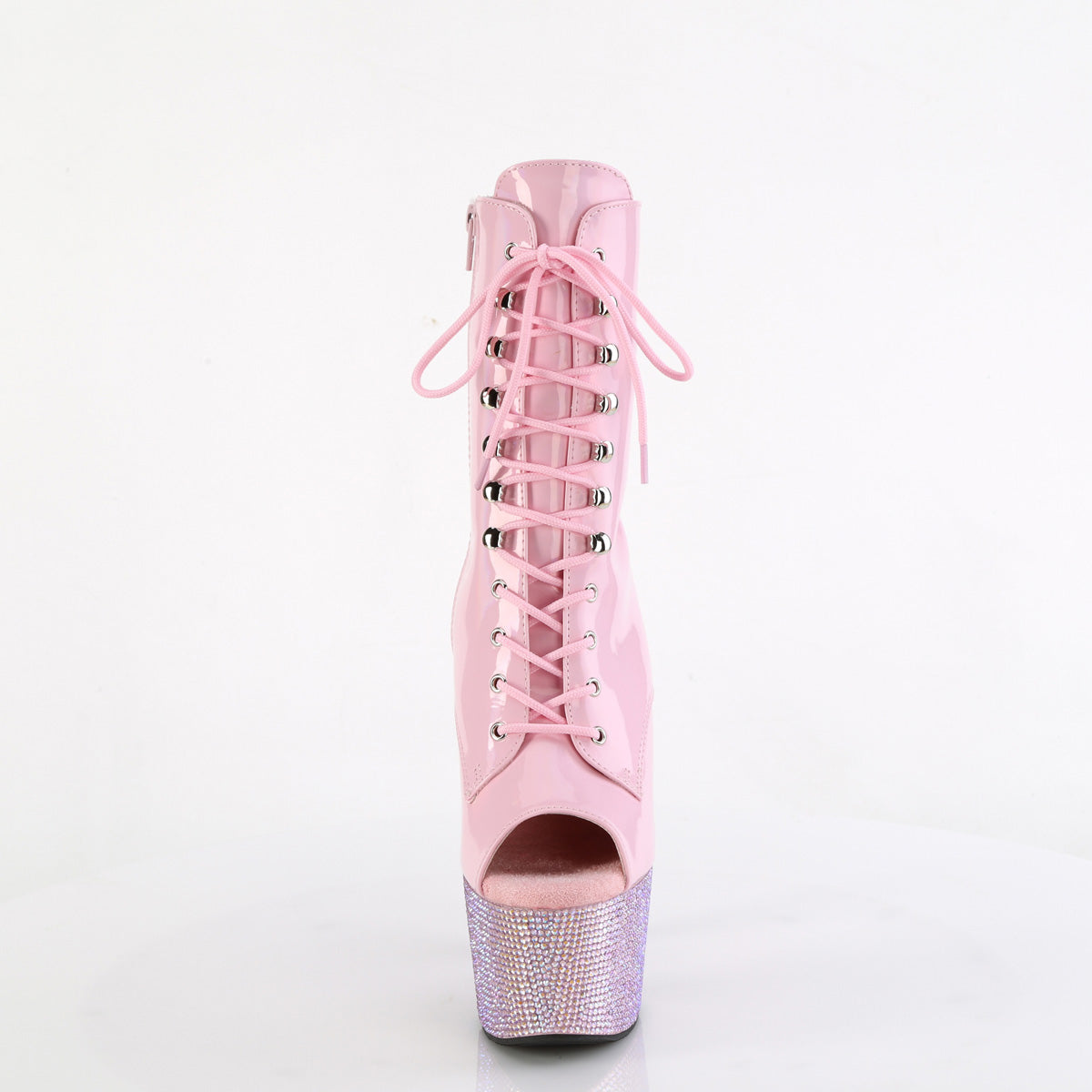 7 Inch Heel BEJEWELED-1021-7 Baby Pink Holo Patent