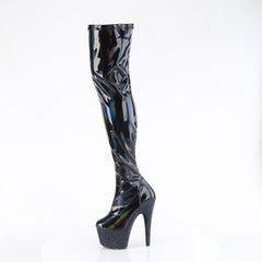 7 Inch Heel BEJEWELED-3000-7 Black Stretch Holo