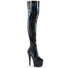 7 Inch Heel BEJEWELED-3000-7 Black Stretch Holo