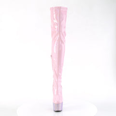 7 Inch Heel BEJEWELED-3000-7 Baby Pink Stretch Holo