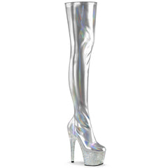 7 Inch Heel BEJEWELED-3000-7 Silver Stretch Holo