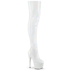 7 Inch Heel BEJEWELED-3000-7 White Stretch Holo