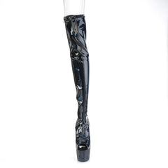 7 Inch Heel BEJEWELED-3011-7 Black Stretch Holo
