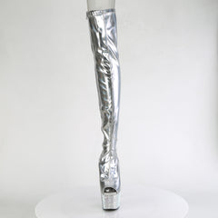 7 Inch Heel BEJEWELED-3011-7 Silver Stretch Holo