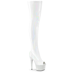 7 Inch Heel BEJEWELED-3011-7 White Stretch Holo