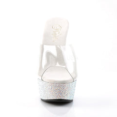 PLEASER BEJEWELED-601DM Clear-Silver Multi Rhinestone Slides - Shoecup.com - 2